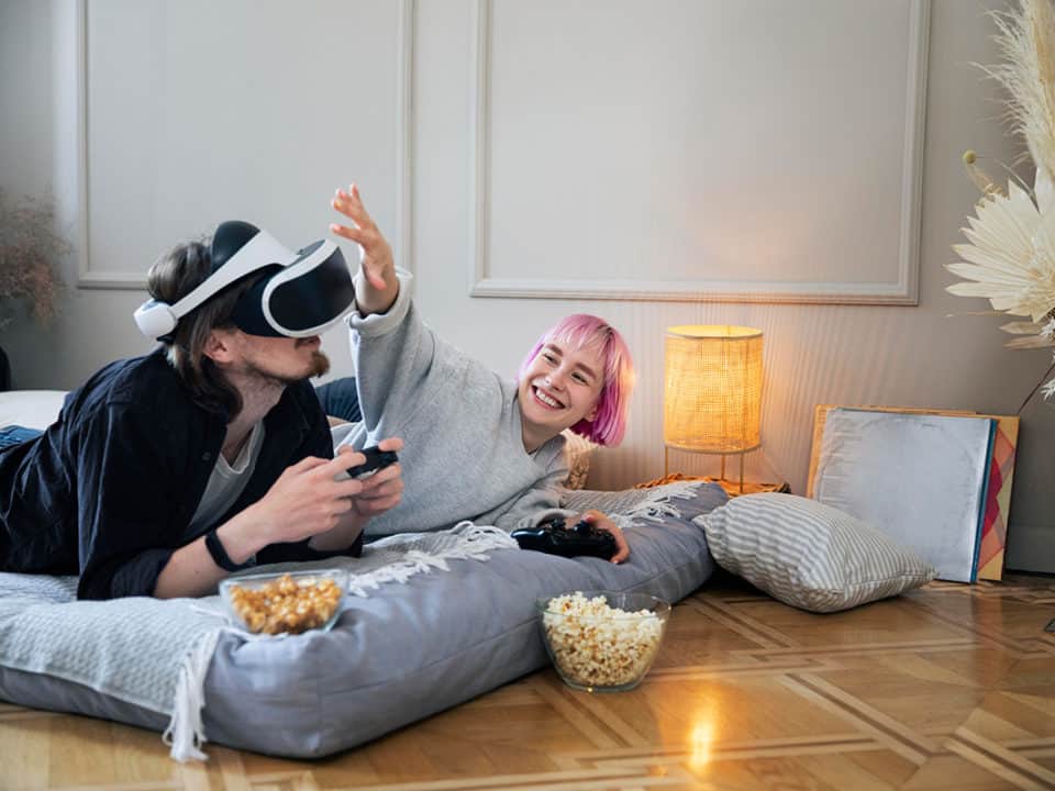 young gamer couple