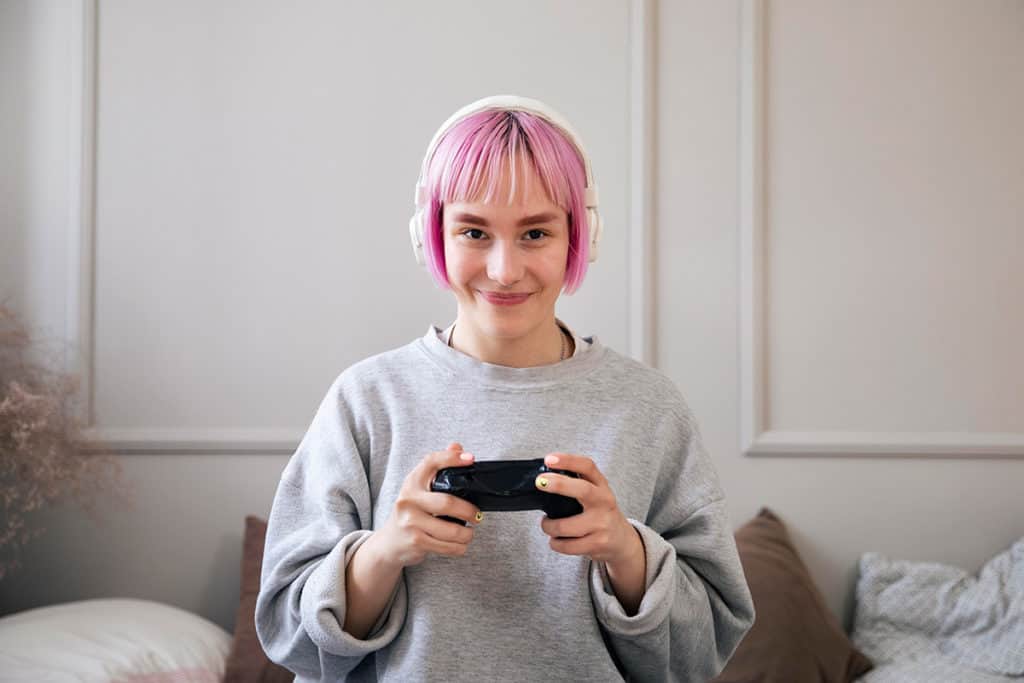 young female gamer